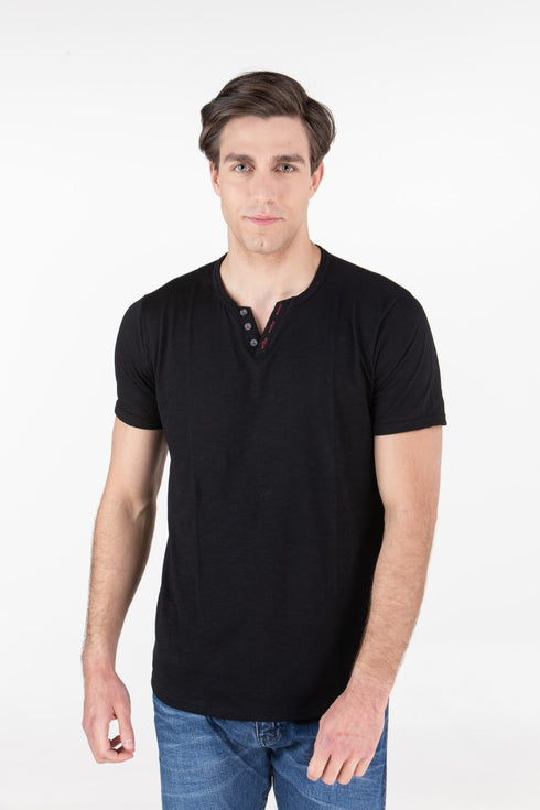 Ανδρικό Κοντομάνικο T-Shirt με Λαιμό Βε Μαύρο Restart